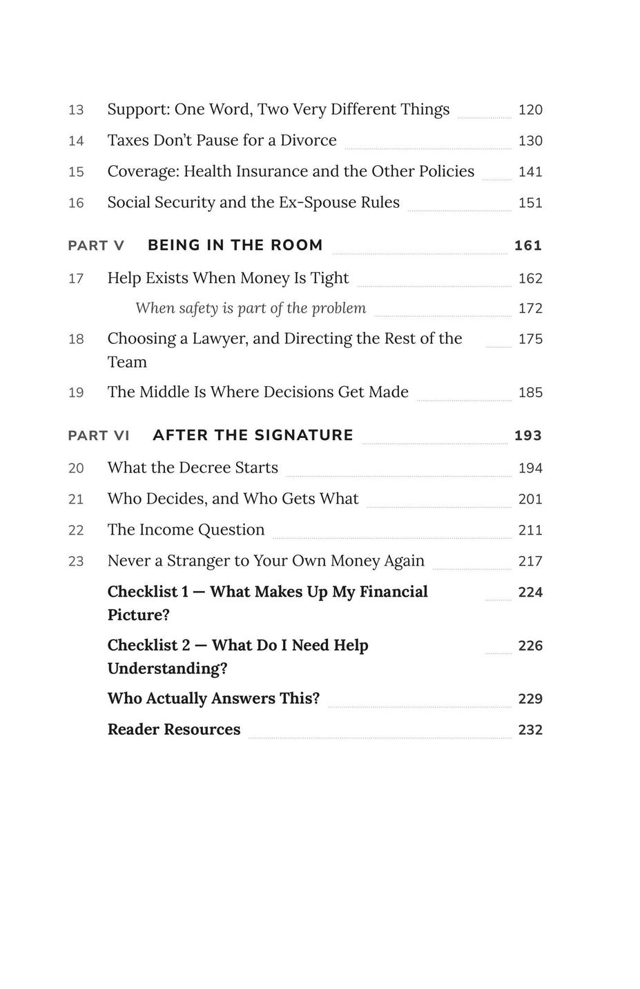 Contents, continued — through the checklists and reader resources