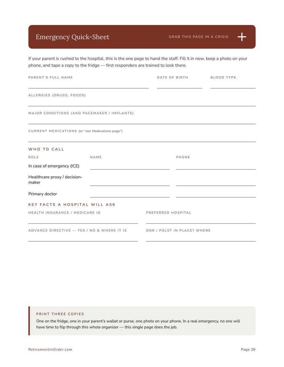The emergency quick-sheet