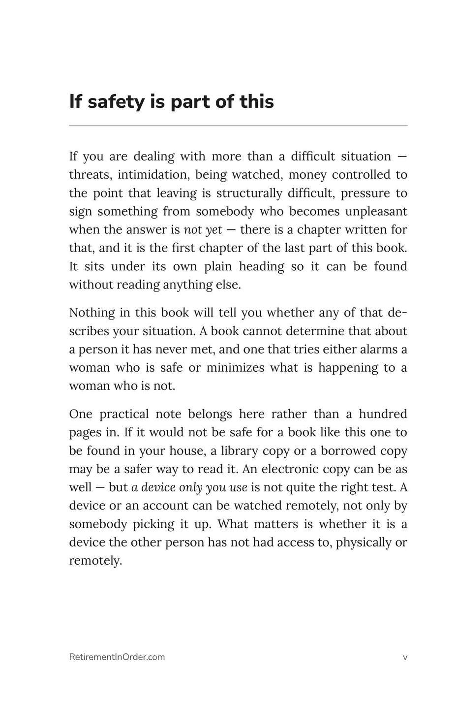 If safety is part of this — written to be read on its own