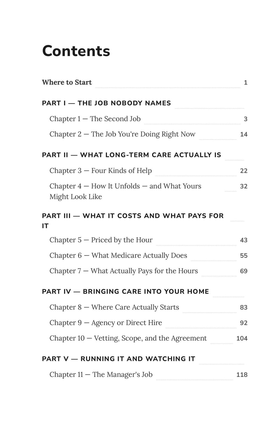 Long-Term Care on Your Own — Full table of contents