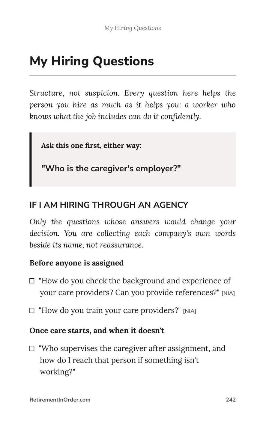 My Hiring Questions — what to ask, and what the answer has to contain