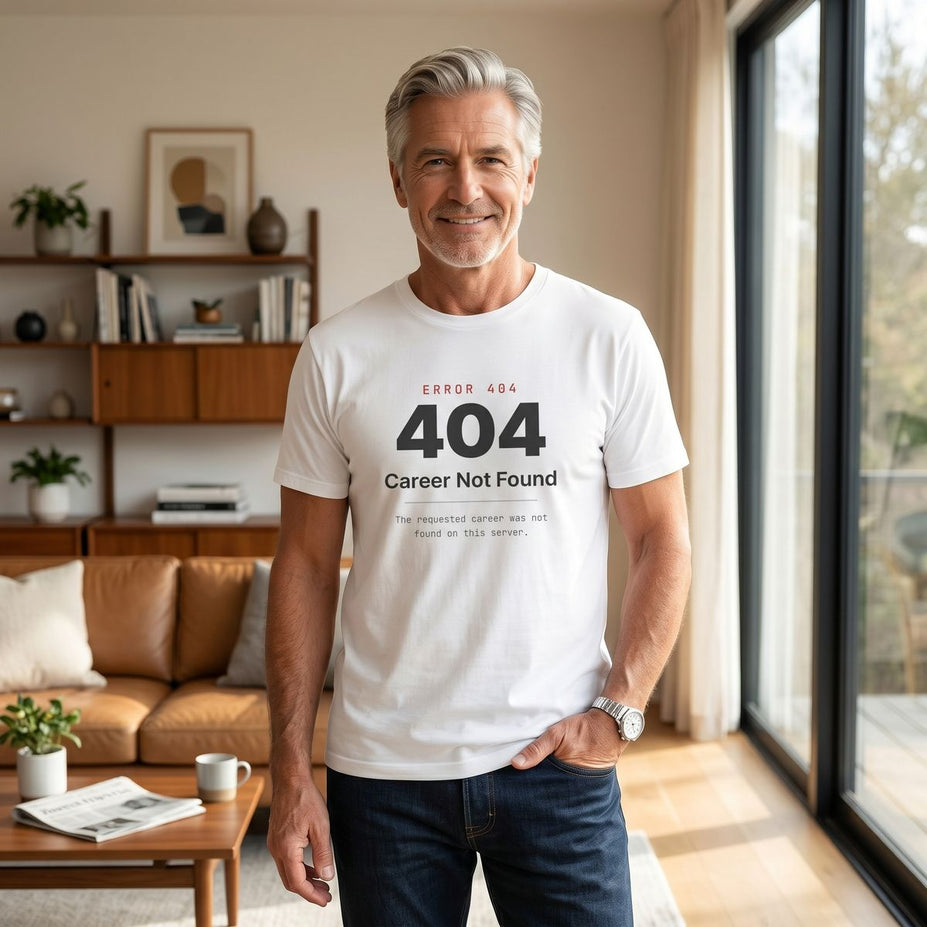 The Career Not Found tee, worn on the beach