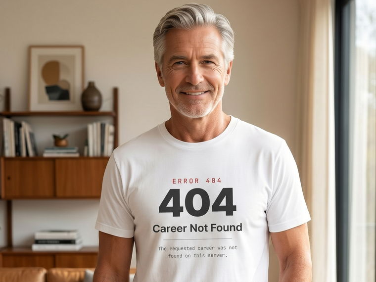 "Career Not Found" Tee — A funny tee for the newly retired techie.