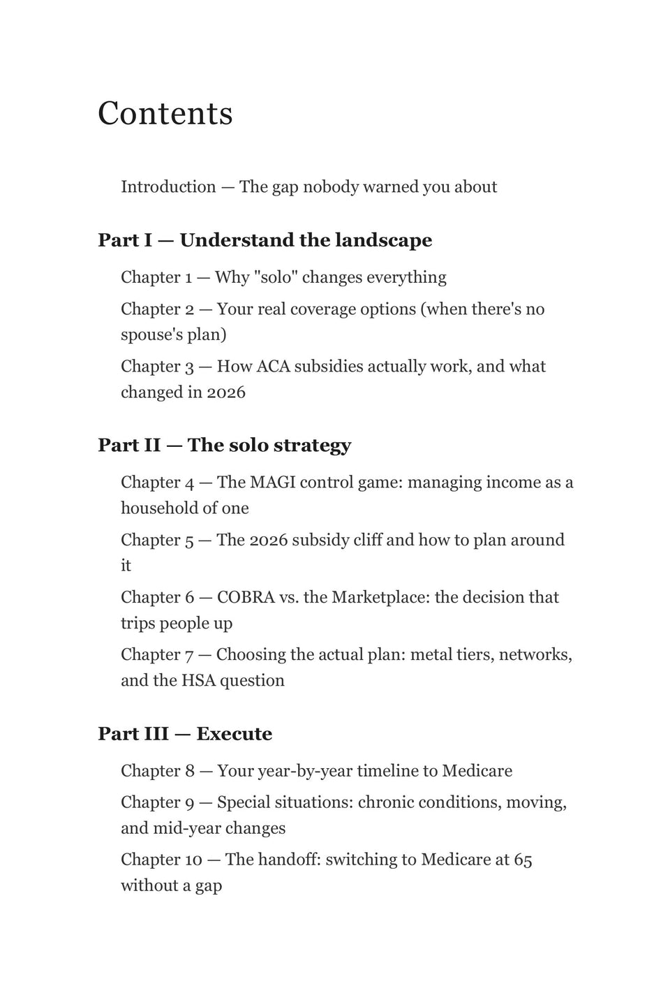 Full table of contents