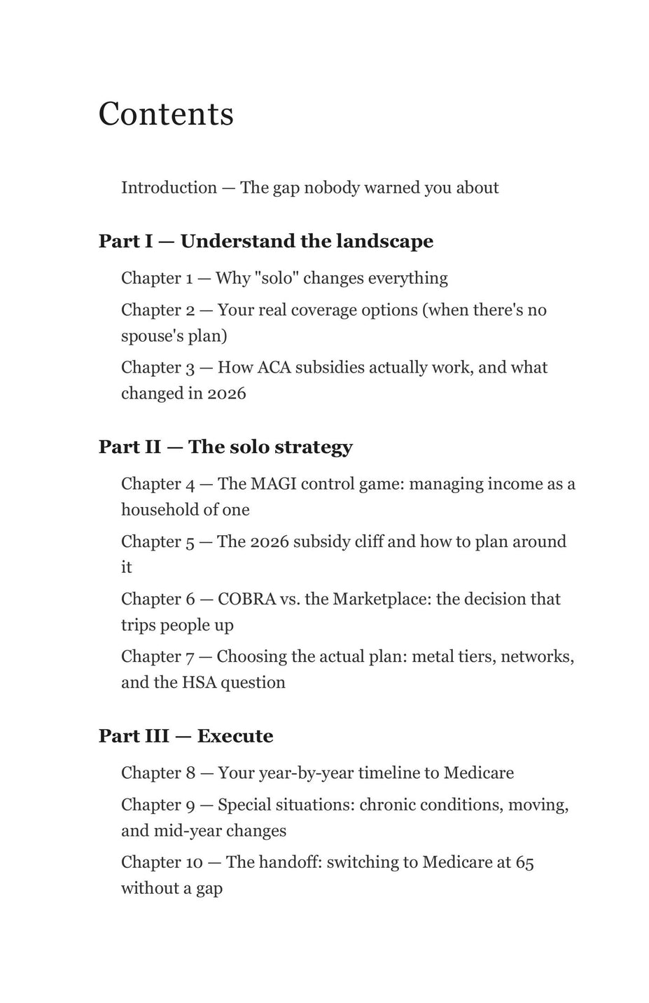 Table of contents